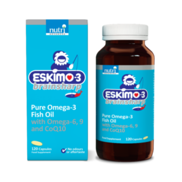 Eskimo3 Brainsharp Pure Omega3 Fish Oil with Omega6, 9 & CoQ10 120 Capsules Natures Way